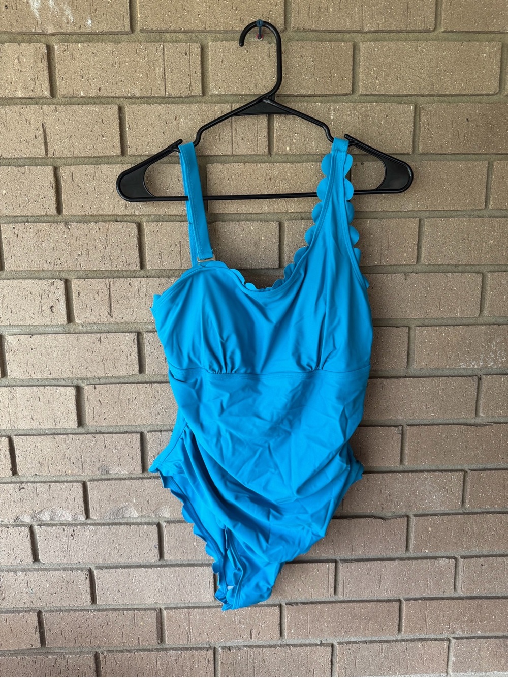 Scallop-Trim Turquoise One-Piece Swimsuit